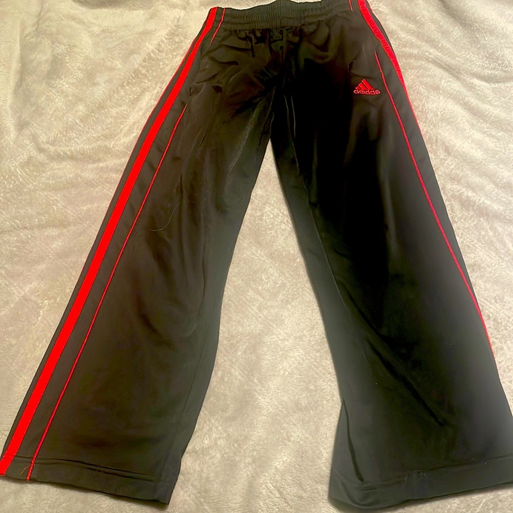 Adidas boys black and red size 8 pants